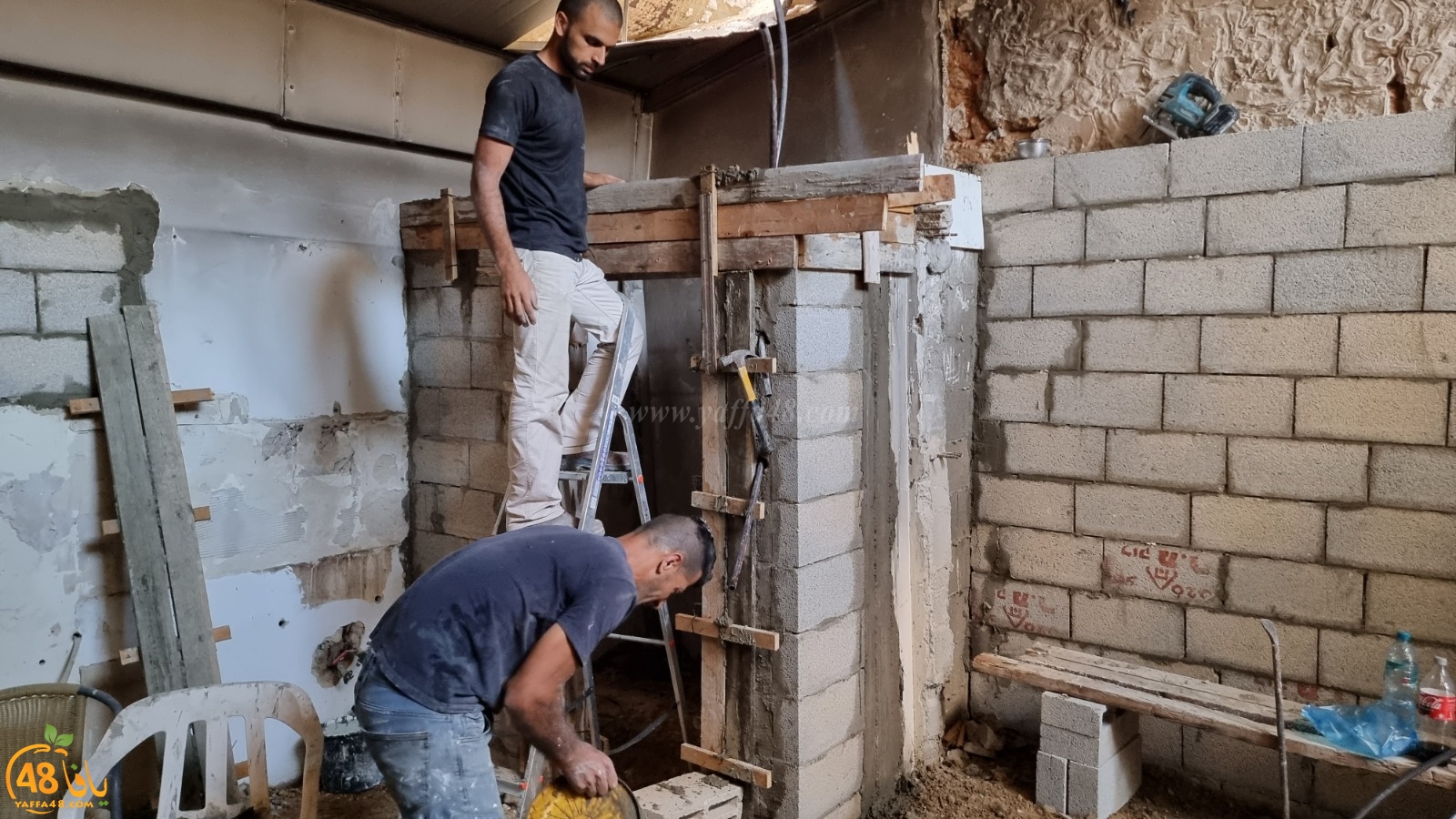 جمعية يافا مستمرة بأعمال ترميم أحد البيوت المتضررة من الحريق